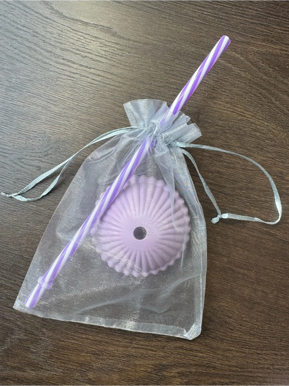 Spring Glass Bear Cup - Bearista in Lilac Color. hat and straw included